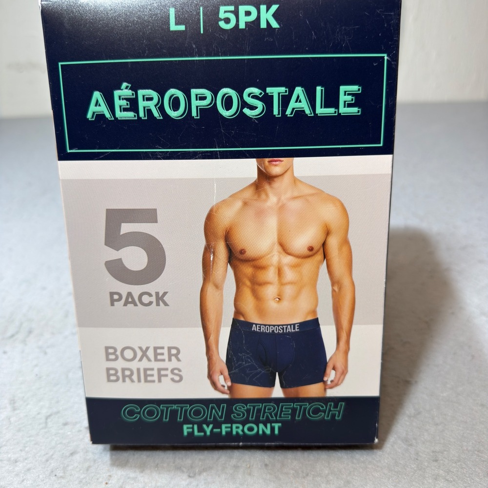 Aeropostale Boxer Briefs Men Large Multicolor NEW 5 Pack Cotton Stretch AA109BK